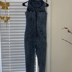 Blue Jean Sleeveless Jumpsuit